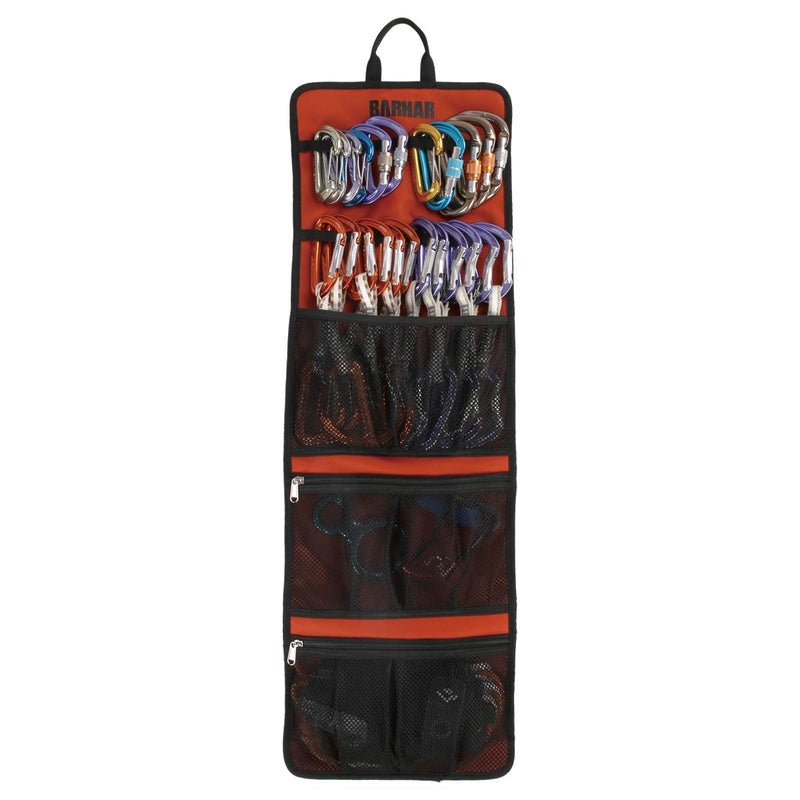 BARHAR Climbing Quickdraw Hanging Storage Bag, Carabiner Hook Gear Equipment Parts Collections, Durable Foldable Bundled Roll Anti-scratch Bag, Small Tools Organizer Pouch, suit for Rock Climbing Ice Climb - Image 1
